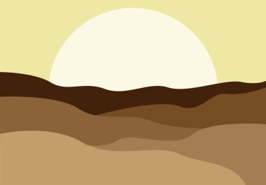 Güneşli bir gün batımında kahverengi dağların manzarası.