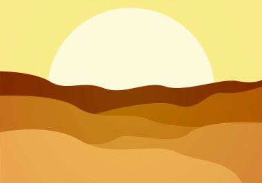 Güneşli bir gün batımında kahverengi dağların manzarası.