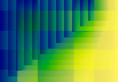 Sarı, yeşil ve mavi hacimli karelerin kademeli arkaplanı.