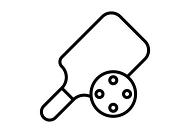 Ping pong topu ile raketin siyah simgesi.