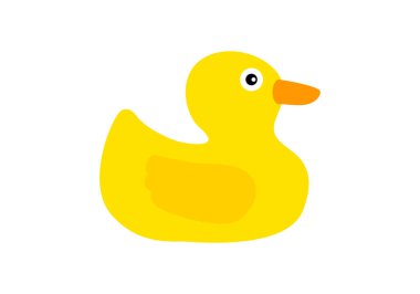 Beyaz arkaplanda Sarı Kauçuk Ördek.