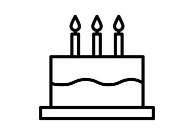 Üç mumlu siyah bir pasta ikonu..