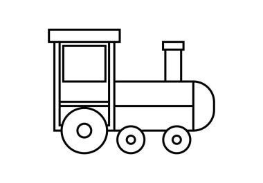 Beyaz arkaplanda siyah lokomotif simgesi