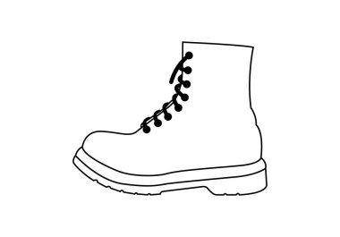 Beyaz arkaplanda siyah yürüyüş botu simgesi.