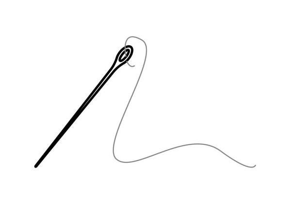 Игла с черной ниткой.