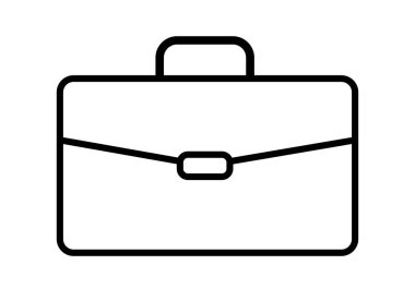 Beyaz arkaplanda siyah çalışma evrak çantası simgesi.