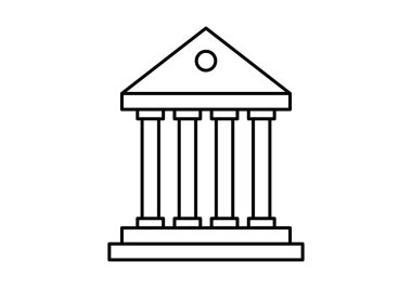 Beyaz arkaplanda Yunan tapınağı siyah simgesi.