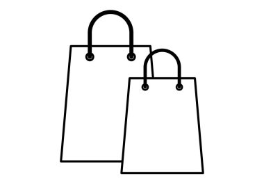 İki alışveriş çantasının siyah simgesi.