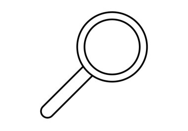 Beyaz arkaplanda büyüteç simgesi.