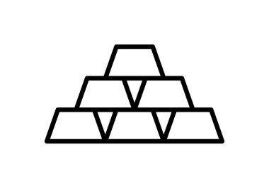 Yığılmış altın külçeleri siyah simge.