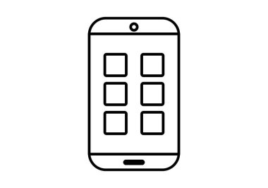 Uygulama simgelerine sahip siyah akıllı telefon veya mobil simge.