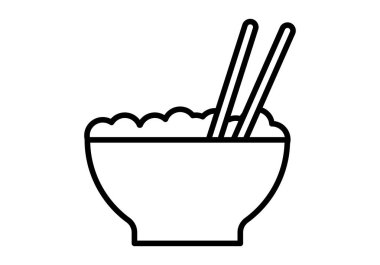 Çorbalı siyah kase ikonu mu yoksa çubuklu sıcak yemek mi?.