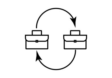 İş sözleşmesini temsil eden oklu iki dönen evrak çantası.