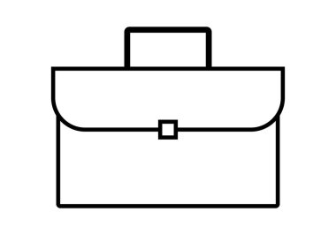 Beyaz arkaplanda evrak çantası siyah simgesi.