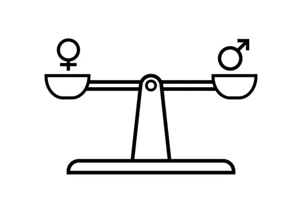stock vector Balanced scale icon of male and female symbol representing equality
