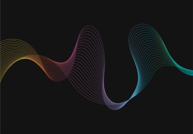 Mor, mavi ve turuncu gradyan örgüler ve ağ şeklinde eğimli, dalgalı ve dalgalı çizgilerin arkaplanı