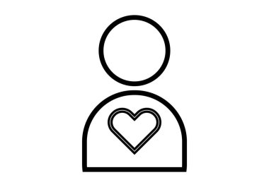 Sağlığı temsil eden kalbi olan siyah kullanıcı profili simgesi