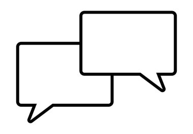 Siyah simge iki konuşma baloncuğu ya da bir konuşmayı temsil eden konuşma balonu.