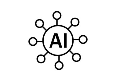 Yapay zeka kısaltmasına sahip siyah daire ağ simgesi
