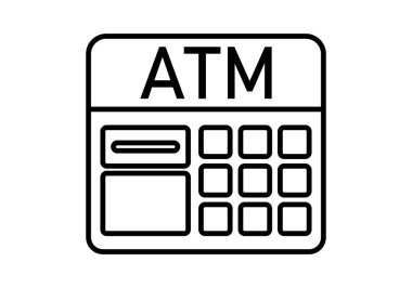 Beyaz arkaplanda siyah ATM simgesi