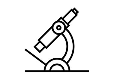 Beyaz arkaplanda bir mikroskobun siyah simgesi.