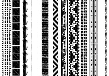 Siyah ilkel motifler ve kalıp arkaplanı.