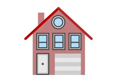 Garajlı kırmızı duvarlı ev.