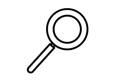 Beyaz arkaplanda büyüteç simgesi.