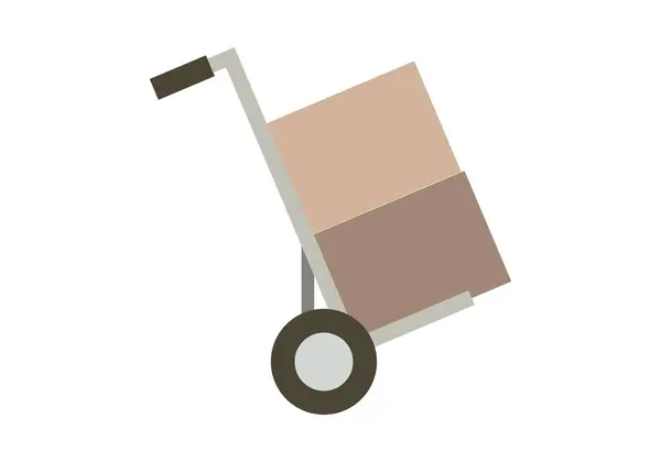 stock vector Manual cart to transport moving boxes