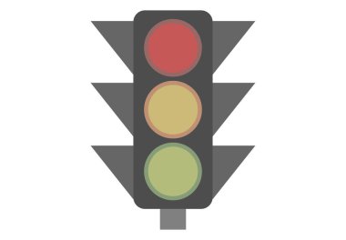 Beyaz arkaplanda gri trafik ışığı.