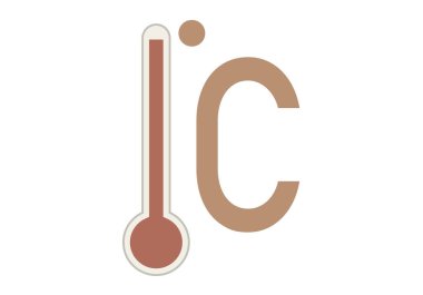 Beyaz zemin üzerinde kırmızı yüksek sıcaklık termometresi.