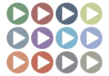 Çok renkli çalma düğmesi simgesi sayfası.