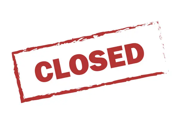 Beyaz arkaplanda kırmızı kapalı damga.