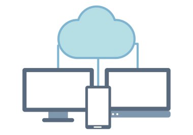 Buluta bağlı elektronik aygıtlar.