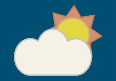 Bulut ve koyu mavi arka planda bir güneş