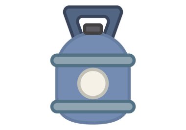 Beyaz arkaplanda mavi doğal gaz silindiri.