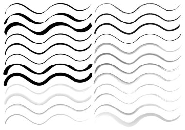 Fırça yaprağı dalgalı siyah iz sürme simgeleri