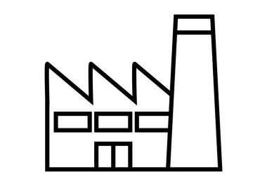 Beyaz arkaplanda bir fabrikanın siyah simgesi