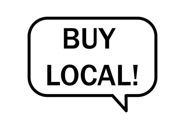 Черный пузырь речи с фразой "Купить местное""