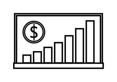 Artan kar grafiği ve dolar parası olan siyah karatahta simgesi