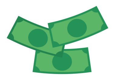 Beyaz arkaplana düşen üç yeşil banknot