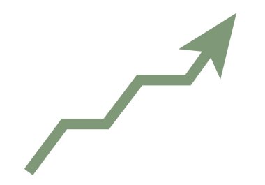 Beyaz arkaplanda yeşil büyüme oku