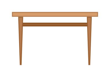 Beyaz arka planda dört ayaklı ahşap masa.