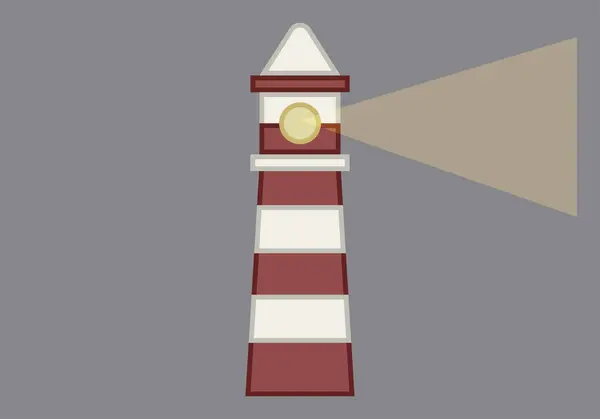 stock vector Red and white lighthouse on gray background