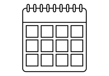 Beyaz arka planda siyah takvim simgesini