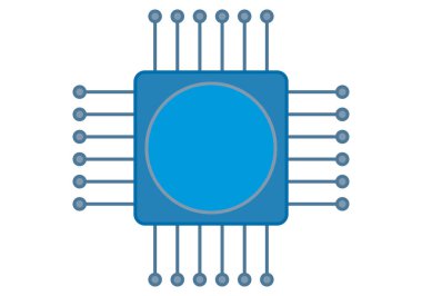 Beyaz arkaplanda mavi elektronik çip