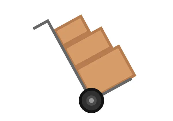 stock vector Hand truck with stacked boxes