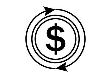 Geri bildirim çemberiyle çevrili doların siyah simgesi