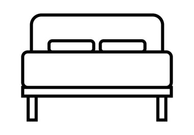 Beyaz arkaplanda siyah çift yatak simgesi