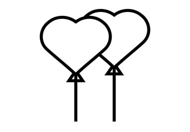 Kalp şeklinde balonlar siyah simge